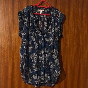 Rebecca Taylor Floral Blue and Gray Women's Top